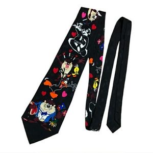 LOONEY TUNES Black Silk Tie “Unrequited Love”Vintage EUC!